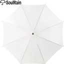 SoulRain 48" White Stick Umbrella Large Windproof Wedding Umbrella for Rain, Automatic Open, Vintage Cane Umbrella with Wooden Handle & Shaft, Elegant Parasol for Women & Men(White)