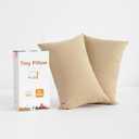 BEDSUM Tiny Pillows, 11x7 Mini Microfiber Small Pillow for Neck and Lumbar Support - Machine Washable Cushion for Office Desk, Backpacking and Travel - Pillow Inserts, 2 Pack, Taupe