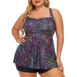 Summer Mae Women Plus Size Two Piece Tankini Swimsuits Flowy Bathing Suits Tummy Control Swimwear with Shorts, Size: 20W