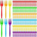 Tioncy 360 Pcs Rainbow Disposable Plastic Forks Bulk Colorful Disposable Cutlery Neon Plastic Forks for Holiday Party Picnics Restaurant Outdoor Events (Red Orange Yellow Green Blue Purple)