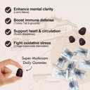 Super Mega Mushroom Gummies 24 in 1 Daily Mushroom Supplement Support for Memory, Focus & Energy, Host Immune Defense with Lions Mane, Reishi, Chaga, Turkey Tail, Citrus Flavor, 120 Gummie