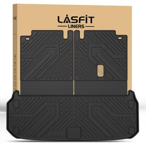 LASFIT Cargo Mat & Backrest Mats for Nissan Pathfinder 2013-2020 / Infiniti QX60 2014-2021 / JX35 2013, All Weather TPE Custom Fit Easy Clean Durable No-Curling Trunk Mat for Pathfinder & QX60 & JX35