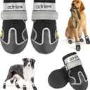 Dog Shoes Large Size Dogs, Medium Dog Booties-Dog Boots & Paw Protectors, 4PCS Small Shoes for Dogs with Reflective Strip, Anti-Slip Sole for Hot Pavement, Rain Snow Walking, Hiking. (Black, 6)