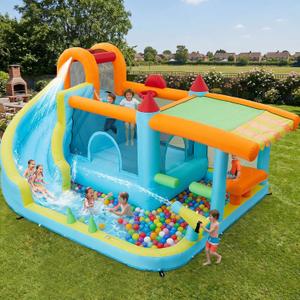 Garvee Inflatable Bounce House for Kids,14ft x 10ft Indoor Outdoor Bounce Castle 12-in-1 with 450W Blower and Slide, Jump House for Backyard Party Family Gatherings