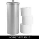 iDesign Freestanding Bathroom Toilet Paper Storage Holder with Lid for 3 Extra Rolls, Silver