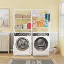 ULIFHOME U14 Medium Over the Washer and Dryer Shelves, 4 Tiers Laundry Room Storage and Organizer System, Space Saving Clothes Drying Rack with 2 Clothes Hanger Rods, 57.8"W x 20.5"D x 77.4"H, White