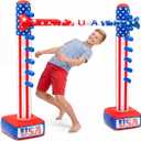 Threan 4th of July Inflatable Limbo Game 250th Anniversary Independence Day Party Game USA Red White Blue Star Patriotic American Flag Inflatable Limbo for Adults Indoor Outdoor Memorial Veterans Day