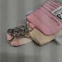 Mum's Memory Mini Zip Around Wristlet Wallets for Women -KeyChain Wallet with Detachable Dual Pouch Wristlet -Key Chain Coin Purse Small Wallets (Pink+White)