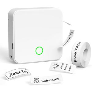 P0 Label Maker, Thermal Machine Sticker Label Printer, Label Maker Waterproof Labels, Multiple Templates, Bluetooth Thermal Small Label Printer for Home Office School Organization White