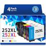 TEINO Remanufactured Ink Cartridge Replacement for Epson 252XL Ink Cartridges for Workforce WF-7710 WF-3640 WF-7720 WF-3620 WF-7620 WF-7710 (Black Cyan Magenta Yellow, 4-Pack)
