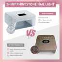 220W UV LED Nail Lamp, UV Light for Gel Nails, Wireless Rechargeable Professional Curing Lamp, with Portable Handle and Sparkly Rhinestones, LCD Display, Easy to Carry for Salon & Home