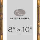 ArtXO 8"x10" Picture Frame Wooden, Display Pictures5 x7 with Mat or 8"x10" Without Mat,Gold Bamboo Poster Frames,Hanging Photo Frame Wall