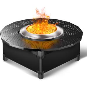 40 in Fire Pit Surround Tabletop for Solo Stove Bonfire and Ranger Wood Burning, Powder-Coated Steel Tabletop for Solo Stove Bonfire Accessories, 24 in Inner, Fits Most Wood Burning Fire Pit.