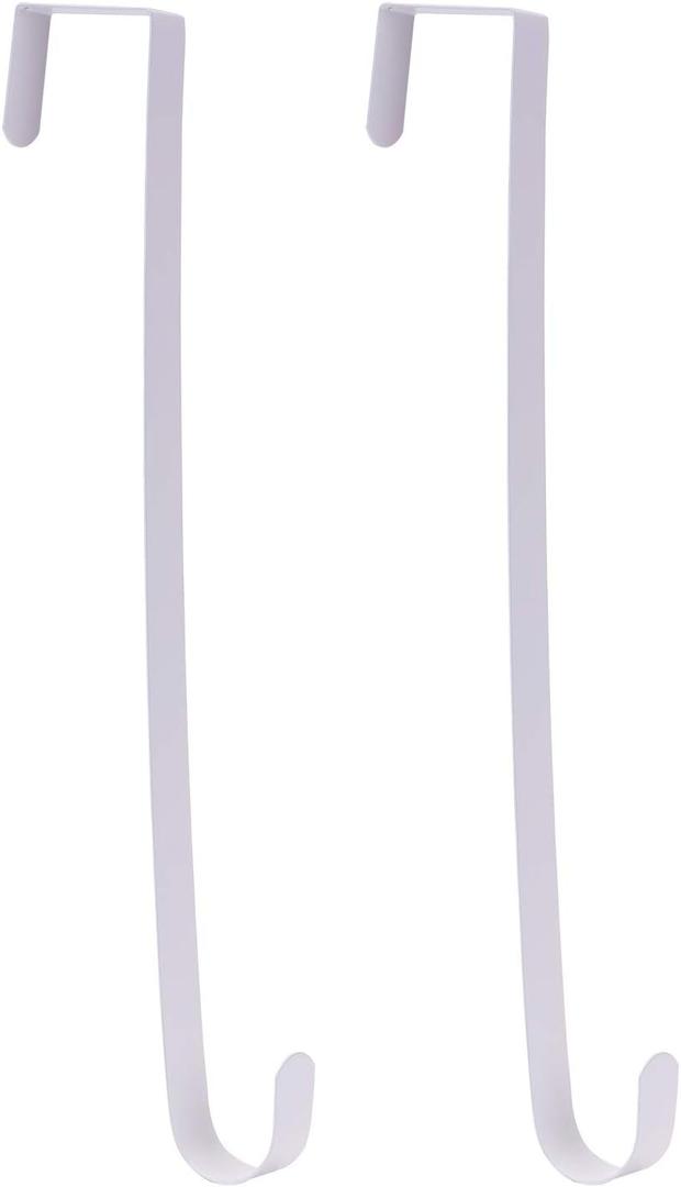 Sattiyrch 15" Wreath Hanger for Front Door,Sturdy Steel Wreath Door Hanger,Over The Door Hanger Hook (White,2)