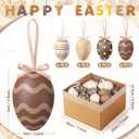 Jetec 36 Pcs Easter Egg Ornaments for Small Tree Decoration, 2.4" Plastic Neutral Beige White Hanging Easter Eggs Bulk, Shatterproof Decorative Hanging Decorations for Spring Basket Party Favors