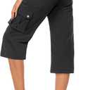 Moosehill Women's-Cargo-Capris-Pants High Waist Waterproof Hiking Casual Travel Summer Pants for Women with 6 Pockets (8, Black)