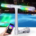 Pool Fountain for Inground and Above Pools: Adjustable Dual Sprayer Waterfall Sprinkler with 16 Color LED Lights for Cooling and Swimming Outdoor
