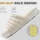 GPOS Womens Slides with Memory Foam Soft Cushioned Cozy House Slippers for Woman Comfy Open Toe Ladies Sandals Leather Slip on Bedroom Shoes Plantar Fasciitis Indoor Outdoor (Beige)