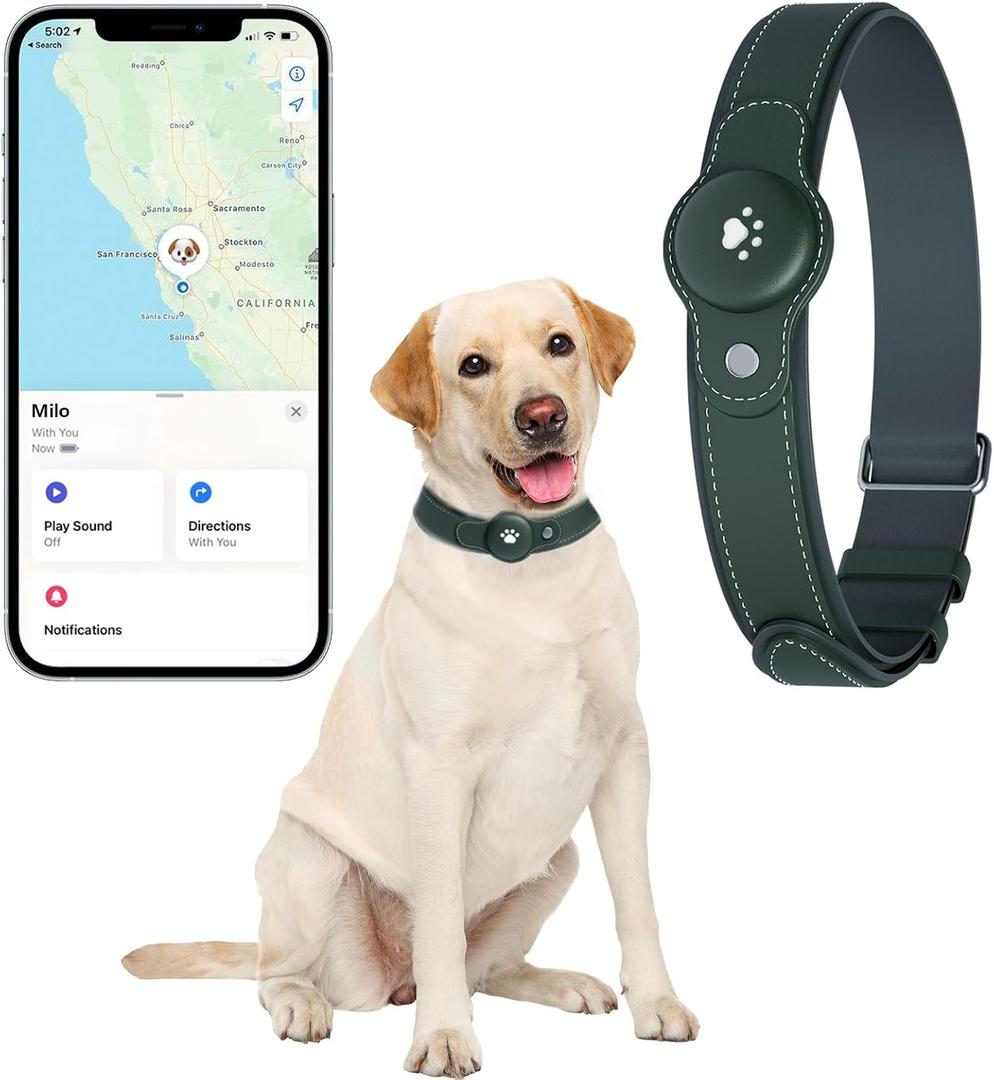 BONSO 2-in-1 GPS Tracker for Dogs: Smart Collar with Real-Time Location, No Monthly Fee, Unlimited Range (iOS Only) GPS Tracker Dog Collar- Ideal for Small, Medium Large Dogs(Tracker Included),L(12.5''-21'')