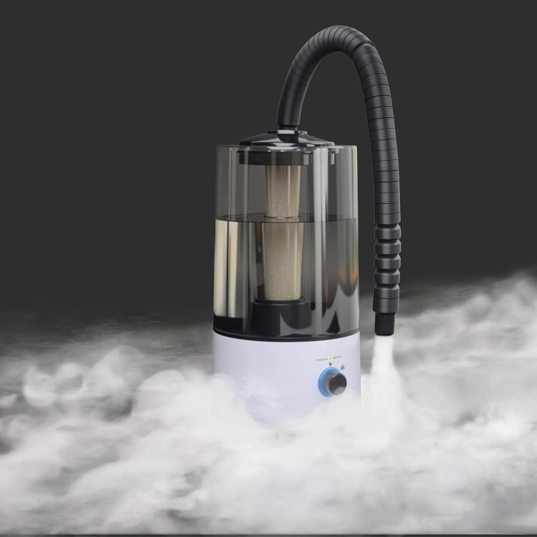 4L Reptile Humidifier Fogger with Extended Hose - Adjustable & Quiet Fogger/Mister for Chameleon, Bearded Dragon, Amphibians - Large Capacity(White)