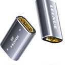 HDMI Coupler 8K Female to Female Connector, HDMI 2.1 Aluminum Adapter, Supports 8K@60Hz / 4K@120Hz for HDTV, Roku, Monitor, Projector, Gaming Console, 2 Pack (Silver)