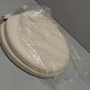 Mayfair Padded Toilet Seat, Cushioned Soft Vinyl over Wood Core Seat, Secure Hinges, Easy Clean, Made in USA, Round, Bone