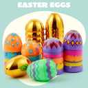 JOYIN 18 Pcs Printed Easter Eggs Include 8 Golden Eggs, 3.15" Colorful Plastic Easter Eggs, Fillable Empty Eggs for Easter Egg Hunt, Basket Stuffer Filler, Egg Toddler Gift