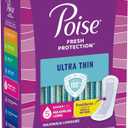 Poise Fresh Protection Ultra Thin Female Incontinent Pad Long Length 14.1 Inch Length 54352, 108 Ct