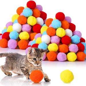 500 Pcs 1.8"/4cm Cat Toy Balls Bulk Colorful Soft Pompom Balls Kitten Puff Ball Toys Indoor Cats Interactive Pet Playing Exercising Assorted 6 Colors