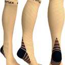 ,Physix Gear Compression Socks 20-30 mmHg - Men & Women - Running, Nurses, Shin Splints, Flight, Travel (L-XL, Nude/Beige)
