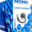 MONK CABLES | CAT6 Plenum Cable 1000ft | UTP, 23AWG, 550MHz | DSX-8000 Certified | Most Certified Cable of The Whole Market (Black)