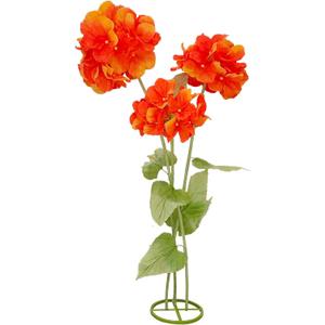 Orange Artificial Hydrangea Flowers, Large Faux Flower Branch Decor | Vibrant Orange Red Hydrangea Flower Branch with 3 Heads, Home, Garden, Wedding and Party Decor