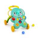 Bright Starts Stroll 'n Roll 2-in-1-Ball Push Walker Includes 3 Toy Balls, Elephant with 70+ Songs & Sounds, 7 Activities - Ball Drop, Piano, Spinner, Flip Book & More