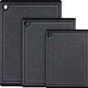 Plastic Cutting Boards for Kitchen, 3-Piece Large Cutting Board Set Dishwasher Safe Chopping Boards with Non-slip Feet and Juice Grooves, Kikcoin (Black/Gray)
