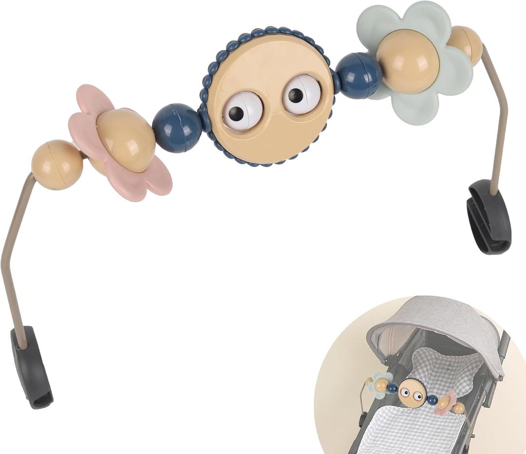 Toy Bar for Baby Bouncer Stroller Arch Googly Eyes Toy for Babies Car Seat, Babies Bouncer Accessory, Easy to Install & Baby-Safe Plastic - No Music