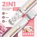 Bikini Trimmer for Women, 2-in-1 Painless Electric Razor for Body and Pubic Hair, IPX7 Waterproof Shaver with Dual Heads - Rechargeable Lady Trimmer for Bikini, Underarm, and Leg (White)