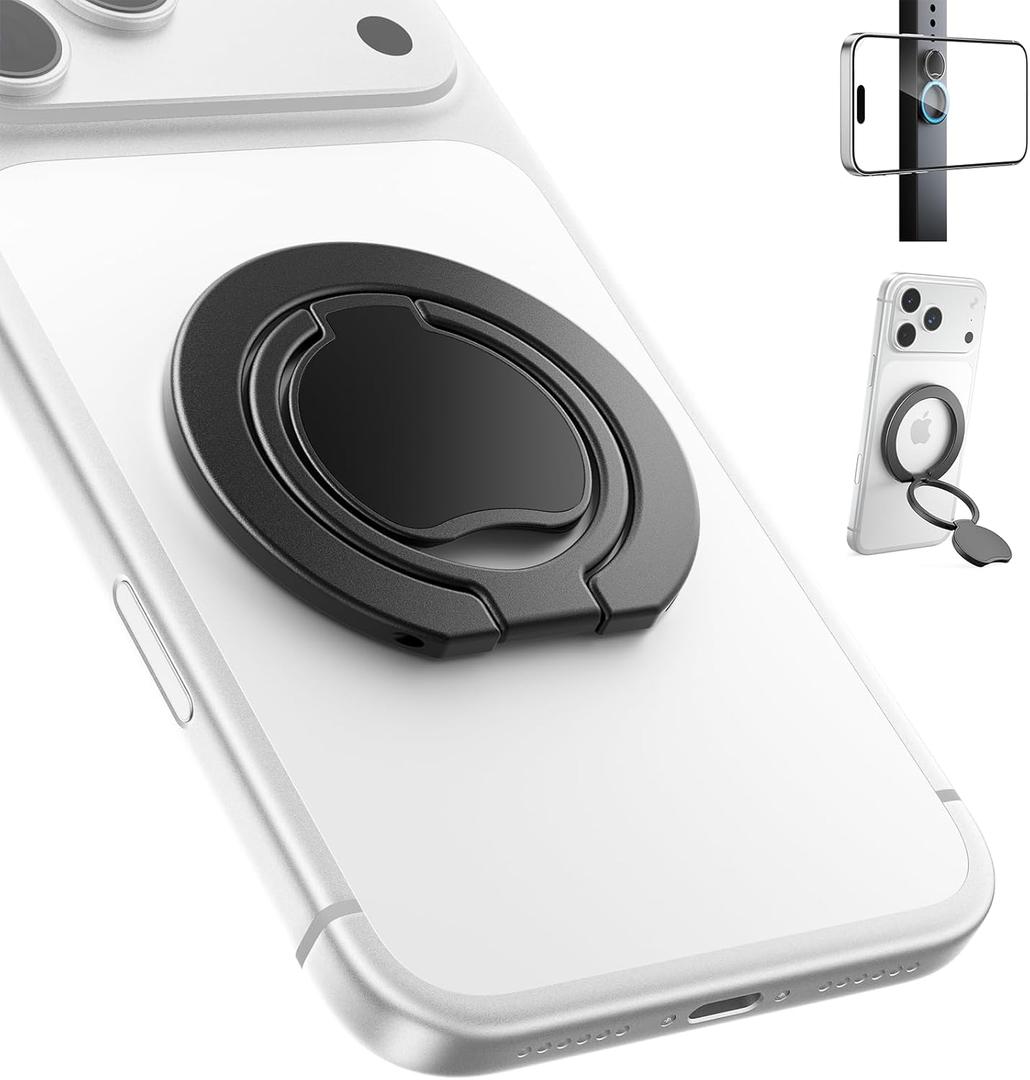 SUPERONEUpgraded Ultra-Thin Magnetic Phone Grip for MagSafe Ring Holder, Removable Gym Dual-Sided Magnets MagSafe Kickstand for iPhone 17/16/15/14/13/12 & All Smartphones, Fit Magnetic Car Mount