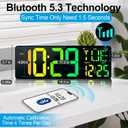 CYMHCHL Large Digital Wall Clock 17.2" Bluetooth Auto Time Sync Led Digital Clock Large Display 11 RGB Colors Auto-Dimming/DST Big Timer with Remote Control for Living Room Classroom Decor Garage Gym