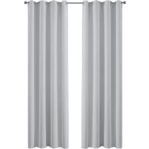 Yakamok Greyish White Curtains for Bedroom,Grommet Thermal Insulated Room Darkening Curtains for Living Room,52W x 84L,2 Panels