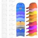 2 Pack Hat Organizer for Baseball Caps, Strong Adhesive Hat Rack for Wall, Multilayer Hat Storage Display Holder, Wall Mounted Hats Hooks Hold up to 18 Hats for Closet Door and Bedroom (White)