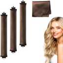 Heatless Hair Curler Overnight Curl Rods for All Hair Types, Healthy and Stylish Heatless Curling Set jumbo heatless hair curler to sleep in Heatless Hair Curlers (Brown, Medium) Pack of 2