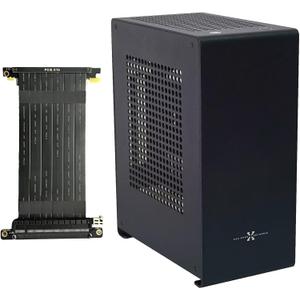 A1P Mini-ITX Case, Micro ITX PC Case, Mini Computer Case in Black Color, Full Aluminum Small Gaming Case with 3.0 Dual Reverse PCI Riser Cable