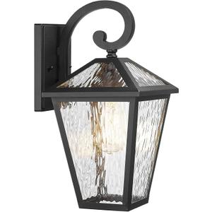 Outdoor Lights Fixtures Wall Mount, Outdoor Wall Lantern with Water Ripple Glass, Waterproof Outside Exterior Wall Sconce Lights Fixture for House, Front Porch, Patio, Large, Matte Black (Medium)