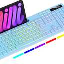 Soueto Wireless Keyboard with RGB Backlit, Phone Tablet Holder for Mac/PC