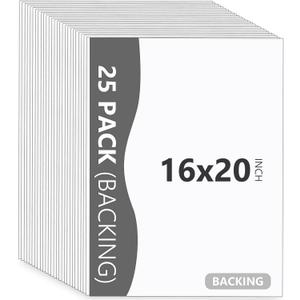25 Pack Backing Boards Only - 16x20 Uncut White Matboards, Acid Free Backerboards for Art Prints, Ideal for Photos/Pictures/Prints/Frames/Arts