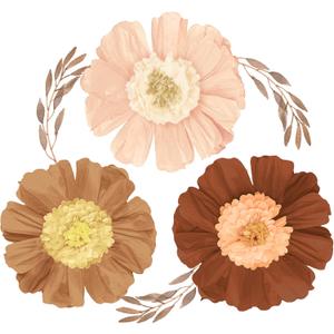 2 x AOBKIAT Fall Baby Shower Decorations for Wall,6PCS Large Paper Flower for Thanksgiving Party,Red Brown Blush Tissue Paper Flowers for Boho Wedding Floral Backdrop,Bridal Shower,Birthday,Archway