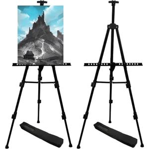 RRFTOK Art Painting Display Easel Stand, 72 Inches Metal Portable Adjustable Easels for Painting Canvases Height from 22-72 For Table-Top/Floor Paint and Displaying, Black 2-Pack 