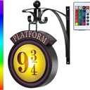 16 Colour Vintage Platform 9 3/4 Night Light, Hanging Platform 9 3/4 Sign Wall Light with Remote Control, Home Decor 9  Sign Lights Decoration, Halloween Christmas Gift for Family and Friends