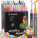 48 Colors Dual Tip Acrylic Paint Pens Markers, Premium Painting Markers Stocking Stuffers for Rock, Wood, Fabric, Glass, Canvas, Ceramic, Easter Gifts for DlY Crafts Art Supplies