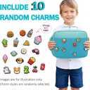 Kids Insulated Lunch Bag with 10 Charms Customizable Lunch Box Reusable Lunch Tote for Boys Girls School Picnic Travel (Blue)